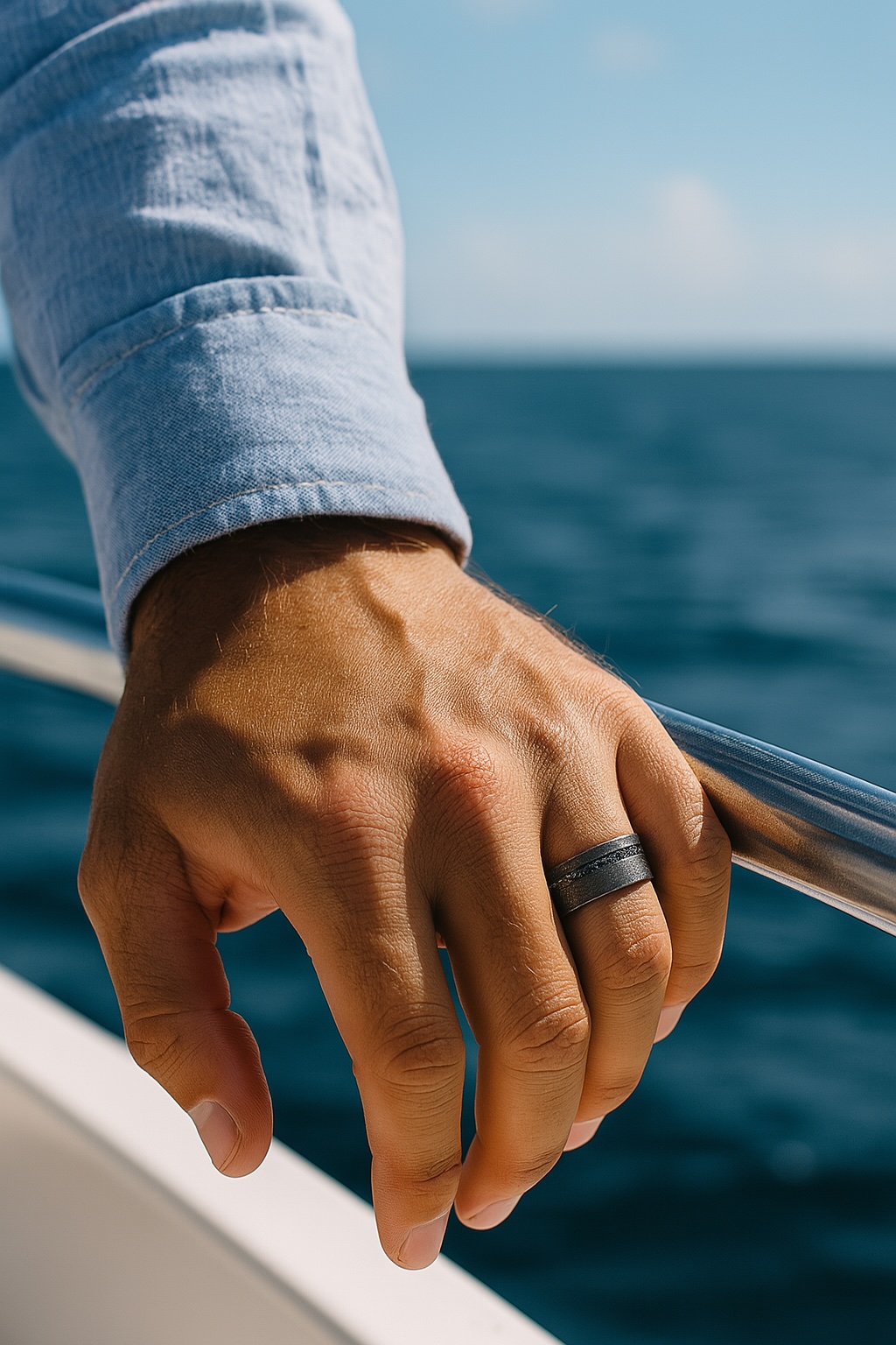Customizable tungsten wedding ring with sandblasted finish